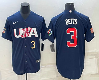 Mens USA Baseball #3 Mookie Betts Number 2023 Navy World Baseball Classic Stitched Jersey,We sell and wholesale Mens USA Baseball #3 Mookie Betts Number 2023 Navy World Baseball Classic Stitched Jersey on line form chian!